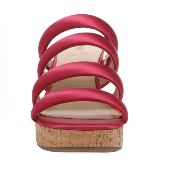 NWT SAM EDELMAN YUKI PLATFORM WEDGE SANDALS IN FUSHIA WOMENS 9.5 - Picture 4 of 10
